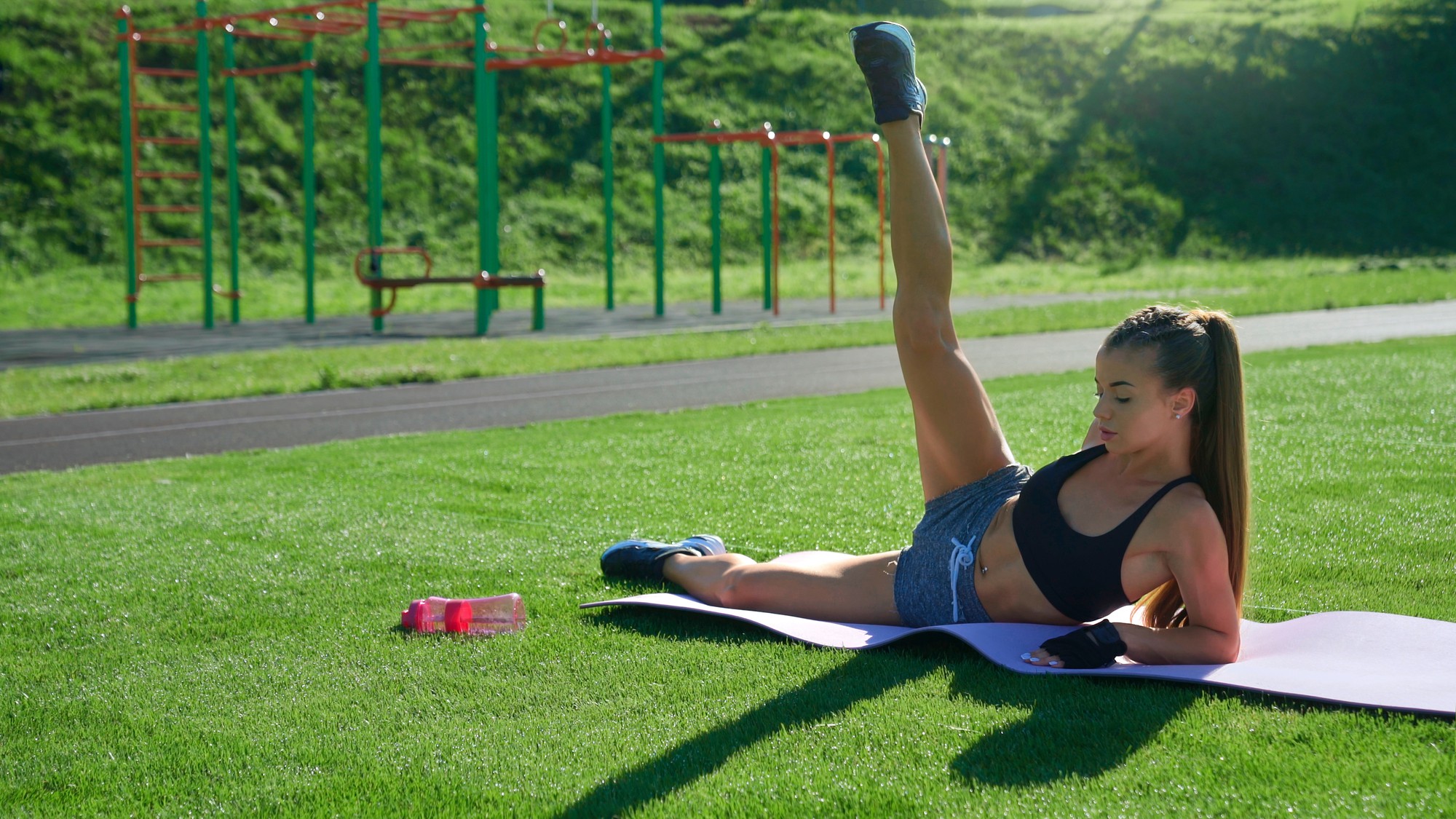 Set up a portable bodyweight circuit on the green fields
